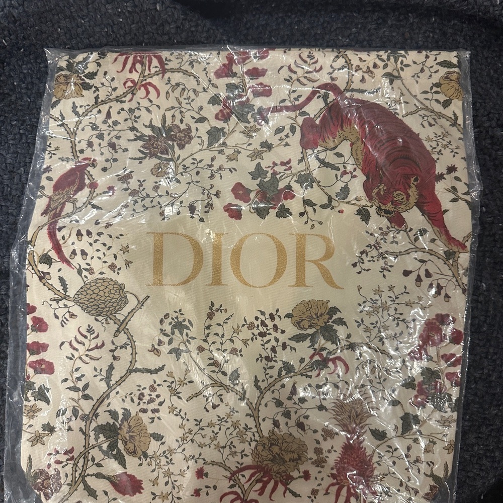 Dior Cream and Red Floral Tote